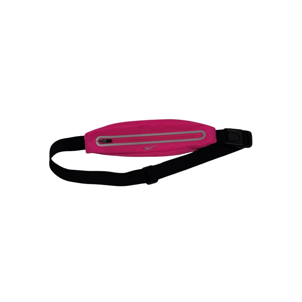 Nike Slim Waist Pack Running Belt OS Pink Reflective Zip Athletic Fanny Pack